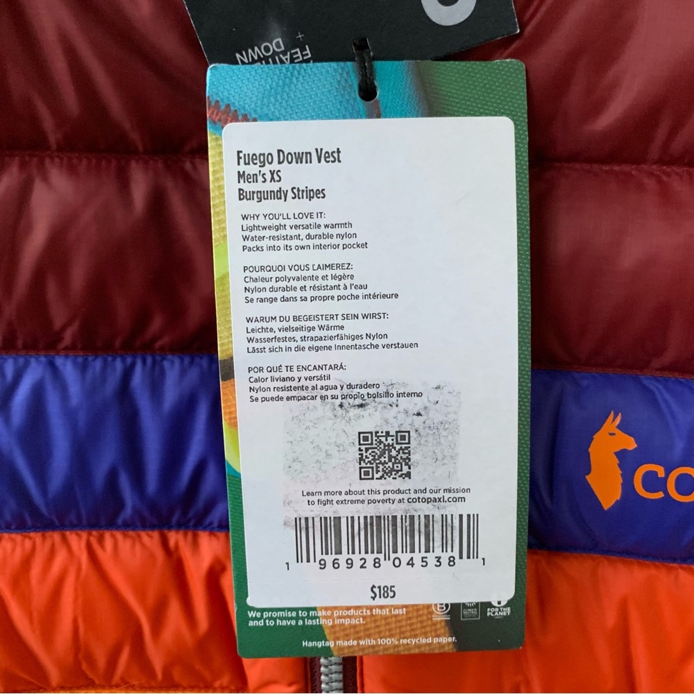 Cotopaxi Fuego Down Puffer Vest NWT Men’s XS - Picture 4 of 5
